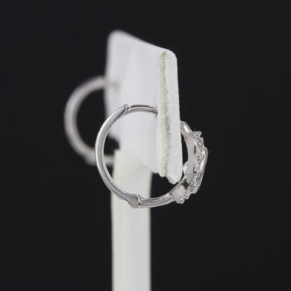 18k White Gold Hoop Earrings w/ CZ Stones - Image 8