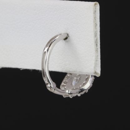 18k White Gold Hoop Earrings w/ CZ Stones - Image 10