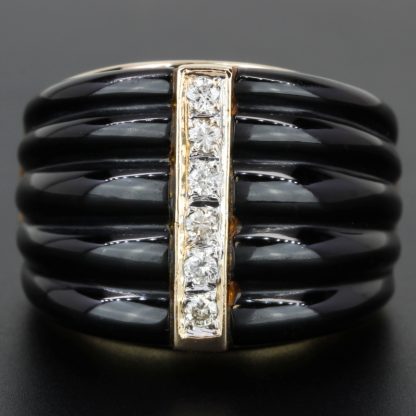 14k Gold Onyx Ring w/ Diamonds