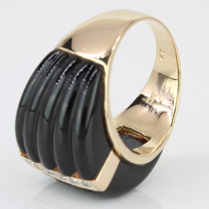 14k Gold Onyx Ring w/ Diamonds - Image 6