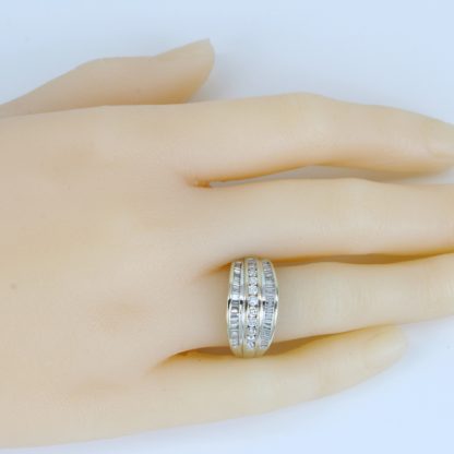 14k White Gold Baguette + Round Diamond Ring - Image 7