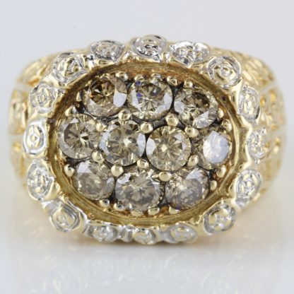 14k Two-Tone Gold Roses Ring w/ Champagne Diamonds - Image 2