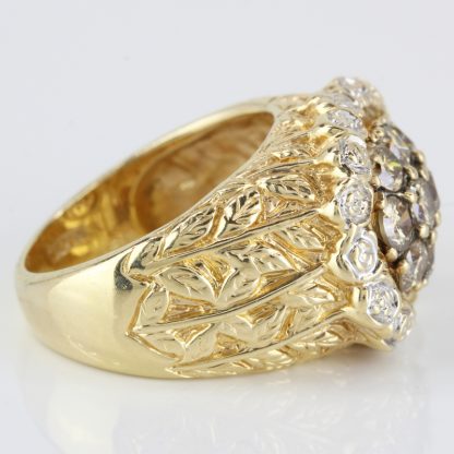 14k Two-Tone Gold Roses Ring w/ Champagne Diamonds - Image 4