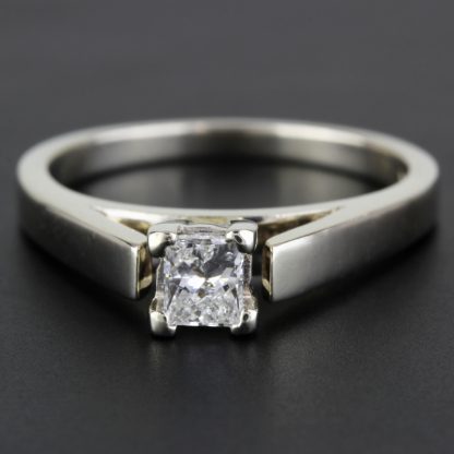 14K White Gold Solitaire Princess Cut Diamond Bridal Wedding Engagement Ring - Image 2