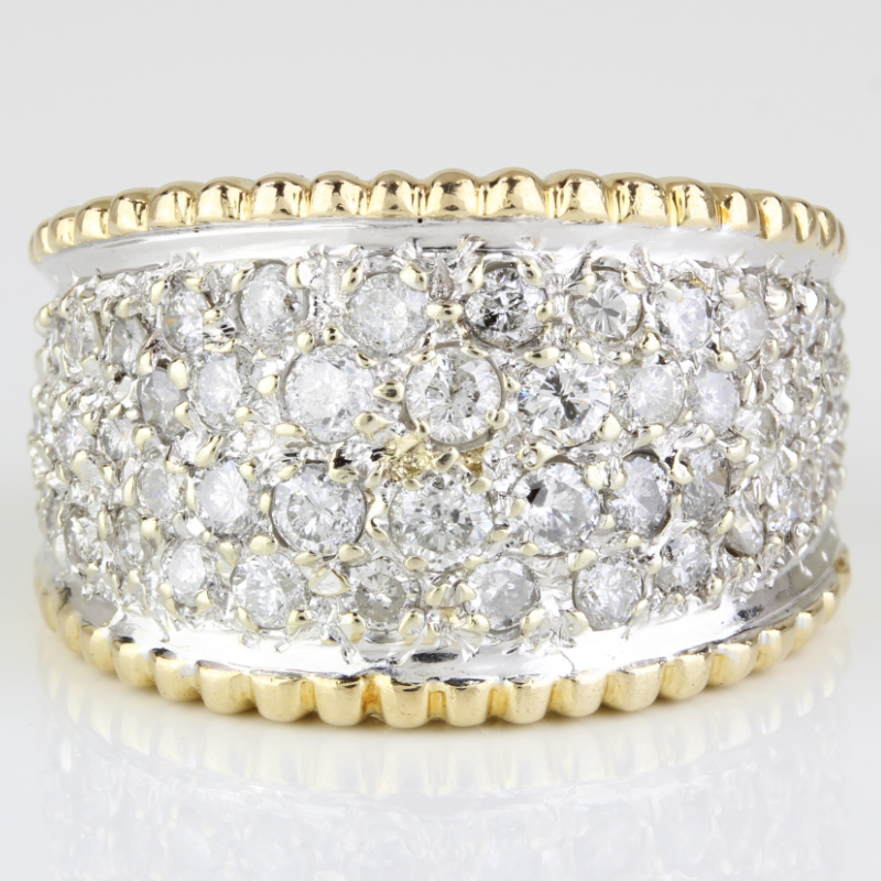 14k Gold Pavé Cigar Ring Band w/ Diamonds - A&V Pawn