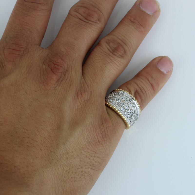 14k Gold Pavé Cigar Ring Band w/ Diamonds - A&V Pawn