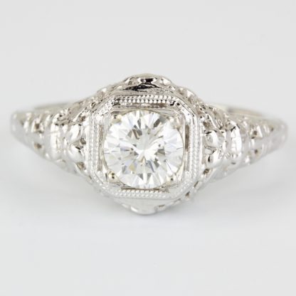 18k White Gold Diamond Solitaire Engagement Bridal Ring by Gordon Clark