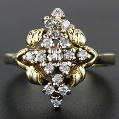 Vintage 14k Gold Diamond Cluster Ring