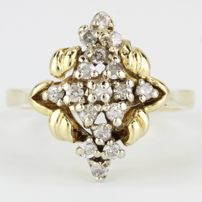 Vintage 14k Gold Diamond Cluster Ring - Image 2