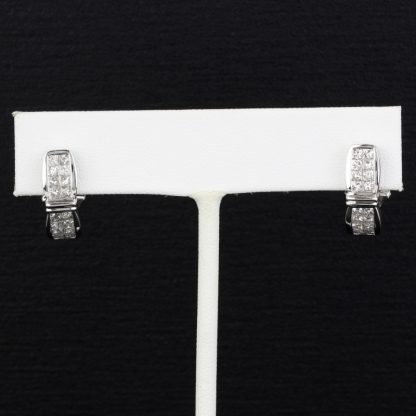 14k White Gold Diamond Bow Earrings - Image 4