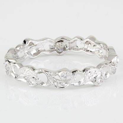 New Jolie 18k White Gold and Diamond Stackable Eternity Anniversary Wedding Ring - Image 2