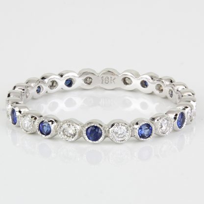 New 18K White Gold Jolie Stackable Diamond and Sapphire Eternity Band - Image 2