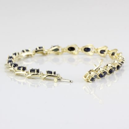 Vintage 10K Yellow Gold Sapphire & Diamond Anniversary Bracelet by Leer Gem Ltd - Image 2