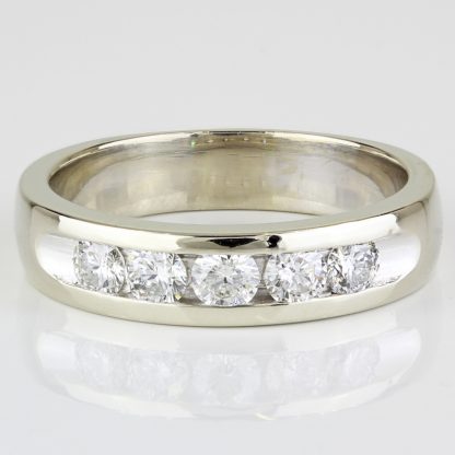 14K White Gold Mens Diamond Wedding Ring - Image 2