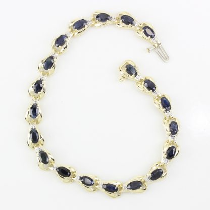 Vintage 10K Yellow Gold Sapphire & Diamond Anniversary Bracelet by Leer Gem Ltd - Image 3