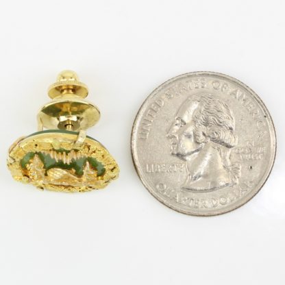 Mixed Karat 20K, 14K, & 10K Yellow Gold Vintage Nugget Cabin and Trees Jade Pin - Image 6