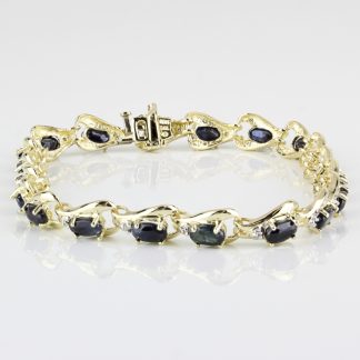 Vintage 10K Yellow Gold Sapphire & Diamond Anniversary Bracelet by Leer Gem Ltd