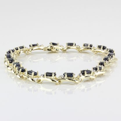 Vintage 10K Yellow Gold Sapphire & Diamond Anniversary Bracelet by Leer Gem Ltd - Image 5