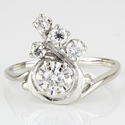 14K White Gold Vintage Diamond Ring by Gothic - Image 2