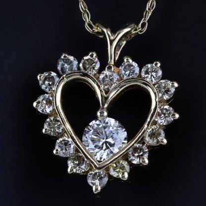 14K Yellow Gold Diamond Heart Pendant