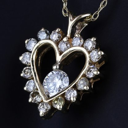 14K Yellow Gold Diamond Heart Pendant - Image 2