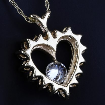 14K Yellow Gold Diamond Heart Pendant - Image 3