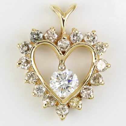 14K Yellow Gold Diamond Heart Pendant - Image 5