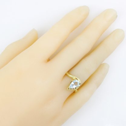 Vintage 10k Gold Aquamarine + Diamond Ring