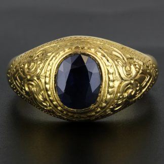 22K Yellow Gold Oval Sapphire Ring