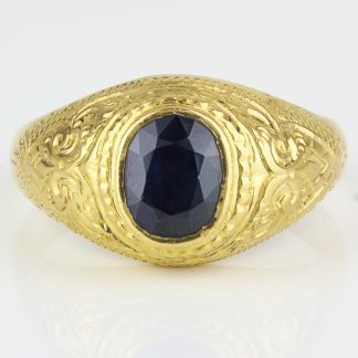 22K Yellow Gold Oval Sapphire Ring