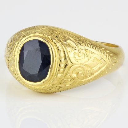 22K Yellow Gold Oval Sapphire Ring