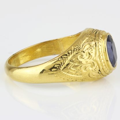 22K Yellow Gold Oval Sapphire Ring