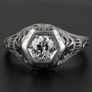 Vintage .900 Platinum Diamond Solitaire Ring by Traub