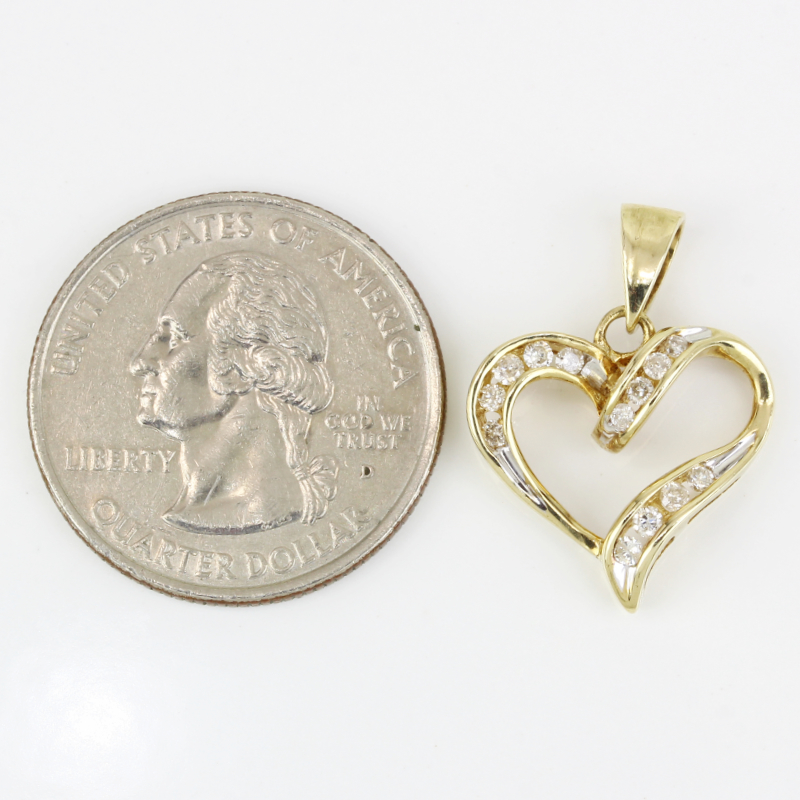 10k Gold 13-Diamond Heart Pendant - A&V Pawn