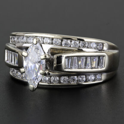 10k White Gold Marquise-cut CZ Engagement Ring