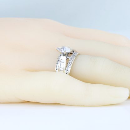 10k White Gold Marquise-cut CZ Engagement Ring - Image 7