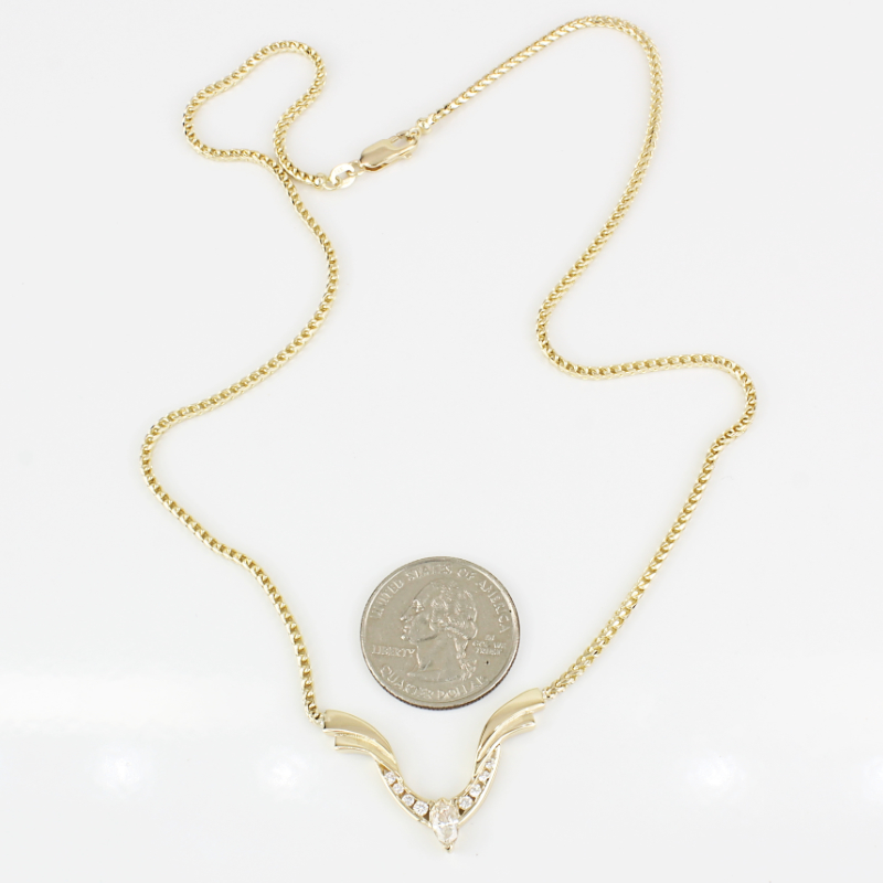 Vintage 14k Yellow Gold Diamond Necklace - A&V Pawn