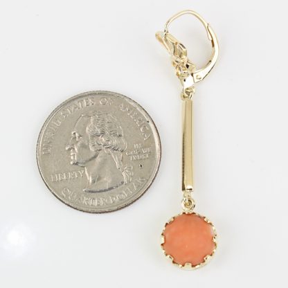 Vintage 14k Yellow Gold Coral + Bow Dangle Earrings - Image 7