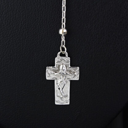 14k White Gold Catholic Rosary Necklace Chain - Image 3