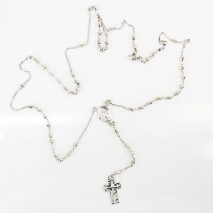 14k White Gold Catholic Rosary Necklace Chain - Image 4