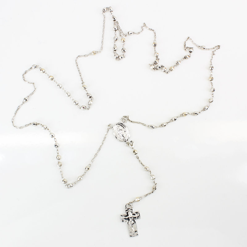 Rosary Necklace gold Silver and Black Catholic Rosary 