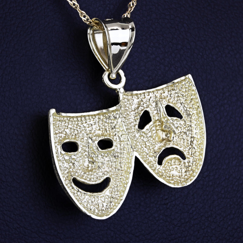 10k Yellow Gold Thespian Masks Comedy Tragedy Laugh Cry Mask