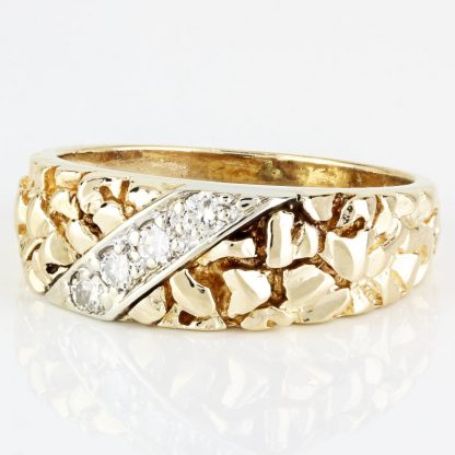 14k Yellow Gold Nugget Diamond Ring - Image 3