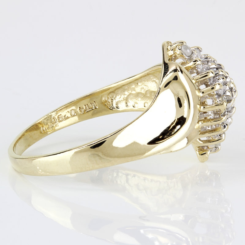 Vintage 10k Yellow Gold Diamond Cluster Cocktail Ring by JHL - A&V Pawn