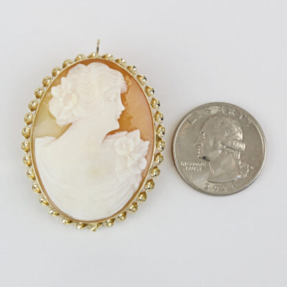 Vintage 12k Yellow Gold Handcarved Shell Cameo Brooch / Pendant - Image 7