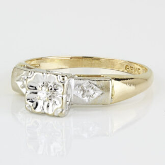 14k Two-Tone Gold Diamond Solitaire Engagement Ring by GEKO