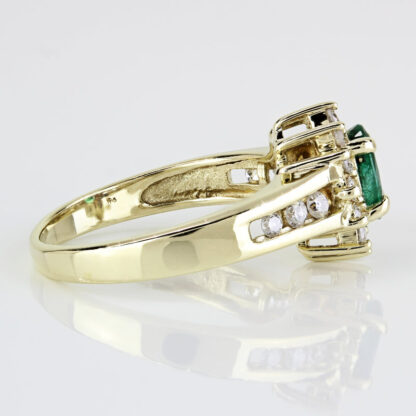 10k Yellow Gold Emerald & Diamond Halo Ring