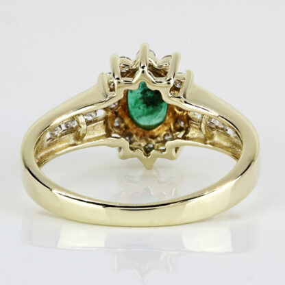 10k Yellow Gold Emerald & Diamond Halo Ring