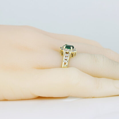 10k Yellow Gold Emerald & Diamond Halo Ring