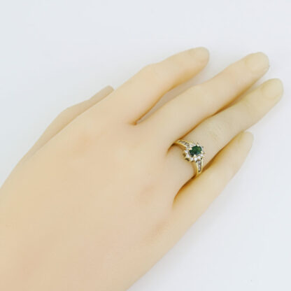 10k Yellow Gold Emerald & Diamond Halo Ring